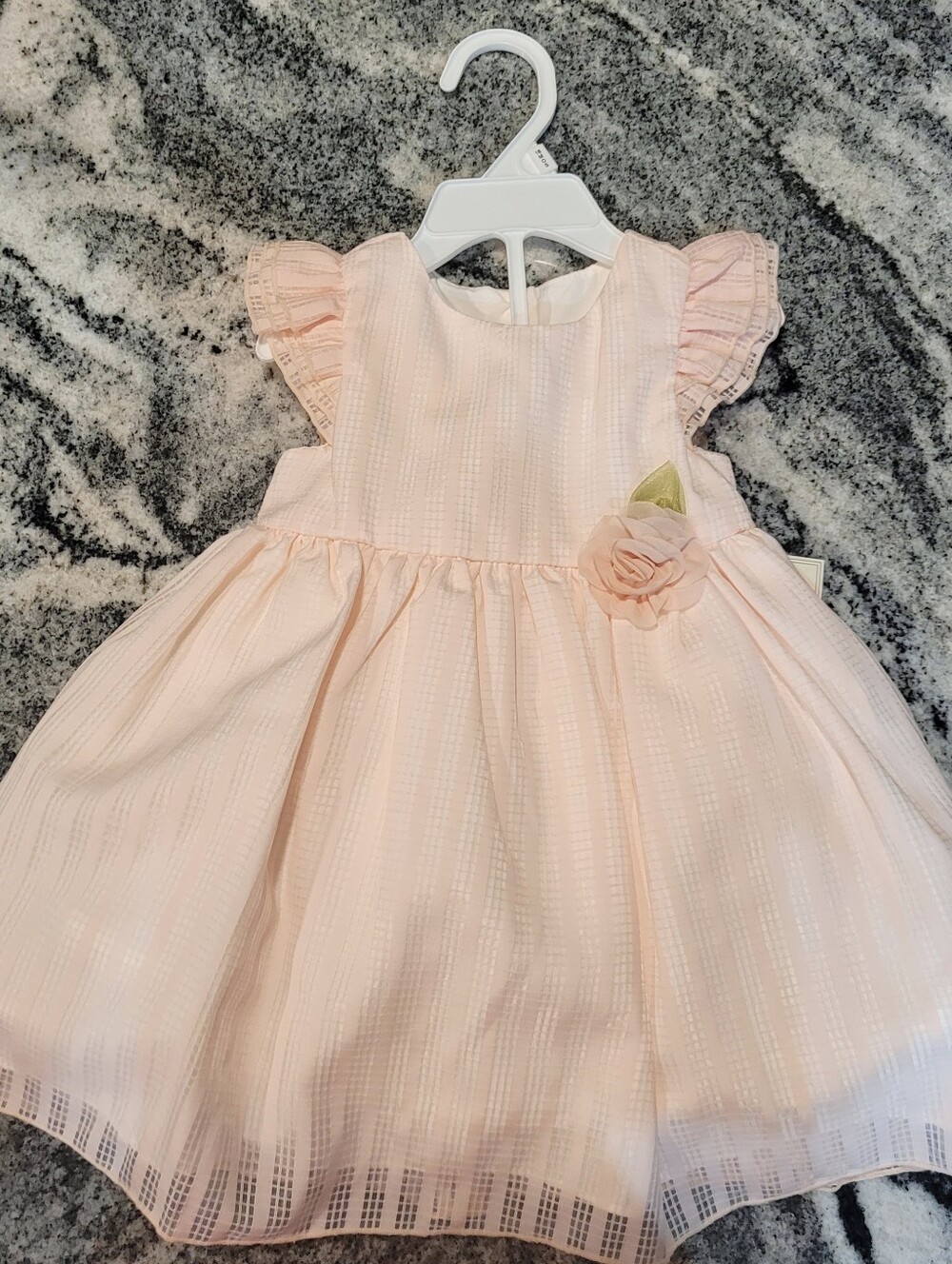 NWT Laura Ashley London Baby Girl Blush Pink Party Dress | Flutter Sleeve 18 mos